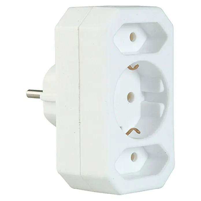 UniTEC Euro-Adapter - Weiß, Anzahl Steckdosen Euro: 2 Stk., Anzahl Steckdosen Schuko: 1 Stk. - Weißer 3-fach Steckeradapter für den Mehrfachbetrieb elektronischer Geräte. Praktisch und kompakt für Reisen und Zuhause.