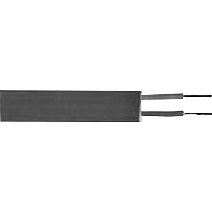 Illuminations-Leitung Meterware H05RNH2-F 2x1,5 mm² - Anzahl Adern: 2, 1,5 mm², Grün - Nahaufnahme eines Heizstabs mit Kabelanschlüssen. Der Heizstab ist länglich und grau, mit freiliegenden schwarzen Drähten.