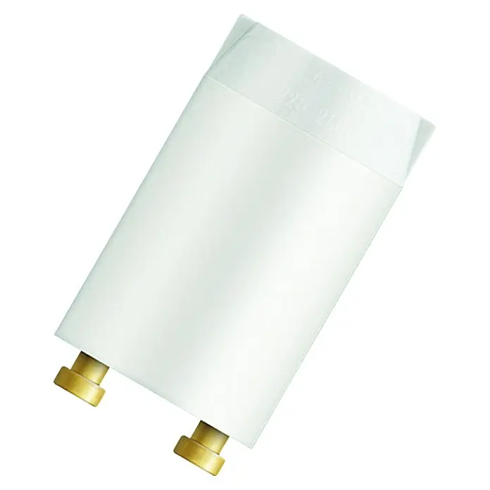 Osram Starter ST111 - 2 Stk., 4 W - 65 W - Nahaufnahme einer Kompaktleuchtstofflampe, die für ihre Energieeffizienz und ihr helles, weißes Licht bekannt ist.