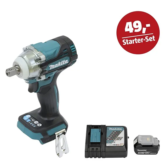 Makita LXT 18V Maschinen-Set - Akku-Schlagschrauber DTW301Z, Ladegerät & 3 Ah Akku - Makita Schlagschrauber, Akkuladegerät und 18V 3.0Ah Akku. Starter-Set mit Preis '49,-'.