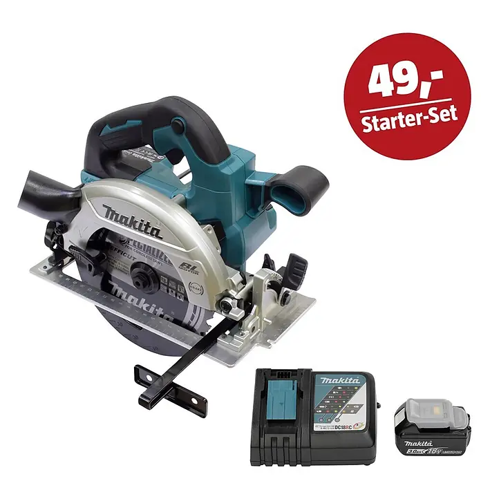 Makita LXT 18V Maschinen-Set - Akku-Handkreissäge DHS661ZU, Ladegerät & 3 Ah Akku - Makita Akku-Kreissäge, Ladegerät und 18V Akku. Ein Starter-Set.