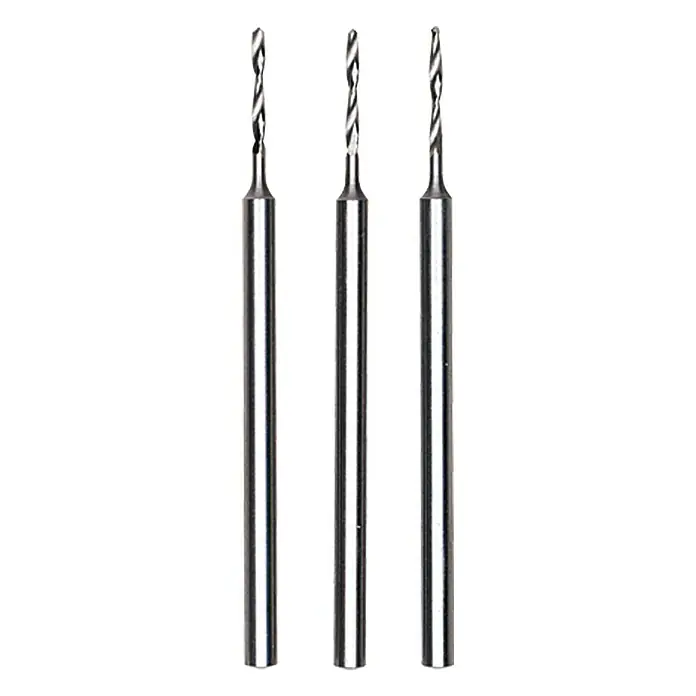 Proxxon Spiralbohrer No 28854 - 1 mm, HS-Stahl, 3 Stk. - Dieses Bild zeigt drei Bohrer, die sich ideal für präzise Arbeiten eignen. Perfekt für Modellbau und feine Handwerksarbeiten.