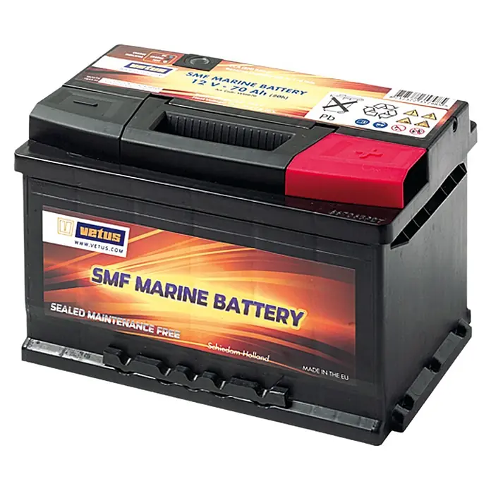 Vetus Bootsbatterie SMF - 70 Ah, 12 V - Diagonale Ansicht