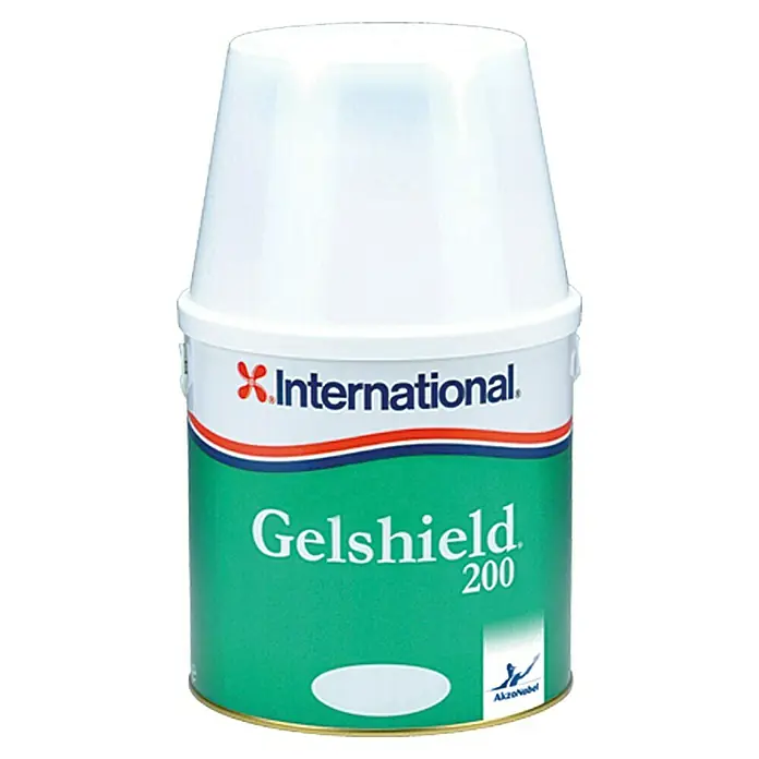 International Grundierung Gelshield 200 - Grün, 2,5 l - Abbildung einer Dose International Gelshield 200, einer hochwertigen Beschichtung für Boote, die Schutz vor Osmose bietet.