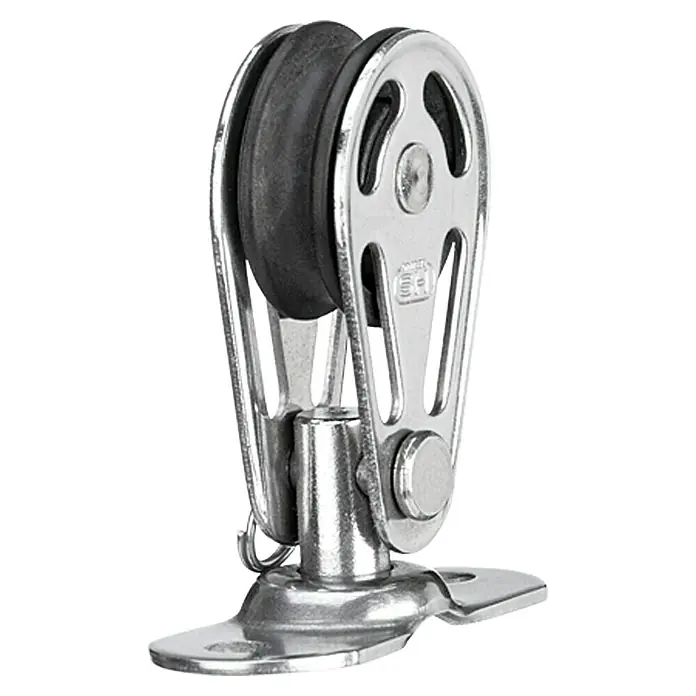 Sprenger Mini-Block - 6 mm, Mit Drehachse, Gleitlager, 25 x 9,2 mm, Arbeitslast: 175 kg - Einzelner stehender Block mit Metallgehäuse und schwarzem Riemen für verschiedene industrielle Anwendungen.
