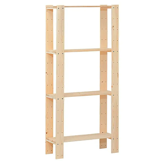 Regalux Regalsystem Heavy Estantería de madera - Al x An x Pr: 174 x 80 x 31,6 cm, Capacidad de carga por balda: 75 kg, Número de baldas: 4 ud., Atornillado, Natural - Estantería de madera de pino sin tratar con cuatro estantes. Un mueble sencillo y robusto para almacenamiento y exposición.