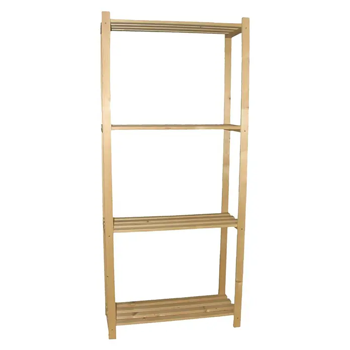 Regalux Regalsystem Heavy Holzregal - H x B x T: 170 x 75 x 30 cm, Traglast pro Boden: 35 kg, Anzahl Böden: 4 Stk., Schrauben, Natur - Holzregal mit vier Ablagen. Es ist ein einfaches, aber praktisches Möbelstück für jeden Raum.