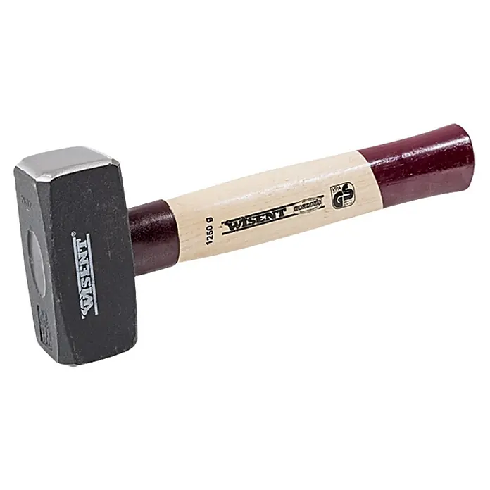 Wisent Fäustel - 1.250 g, Holz Hickory - Ein schwerer Wisent-Hammer mit einem Holzgriff, ideal für Bauarbeiten und Abbrucharbeiten. Robustes Werkzeug für Profis und Heimwerker.