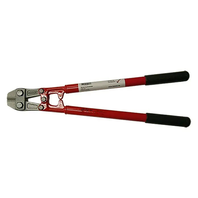 Bessey Bolzenschneider D90-400 - Länge: 400 mm - Eine Bolzenschere der Marke Bessey mit roten Griffen und schwarzen Gummierungen an den Enden, ideal zum Schneiden von Bolzen und Metall.