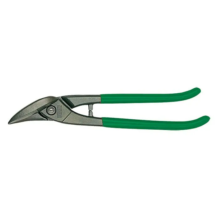 Wisent Tijeras Ideal - Largo: 260 mm, Corte a derecha - La imagen muestra unas tijeras para metales con mangos verdes. Esta herramienta es ideal para cortar metal y chapa.