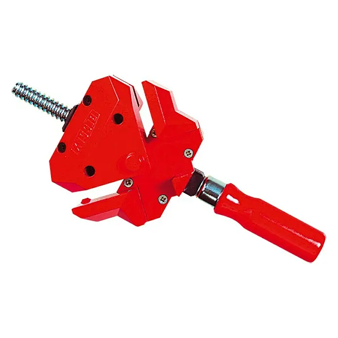 Bessey Winkelspanner WS 3 - Spannweite: 55 mm - Rote Kantenzwinge, ein Werkzeug zum Fixieren von Werkstücken, ideal für präzise Arbeiten in der Holzbearbeitung und Metallverarbeitung.