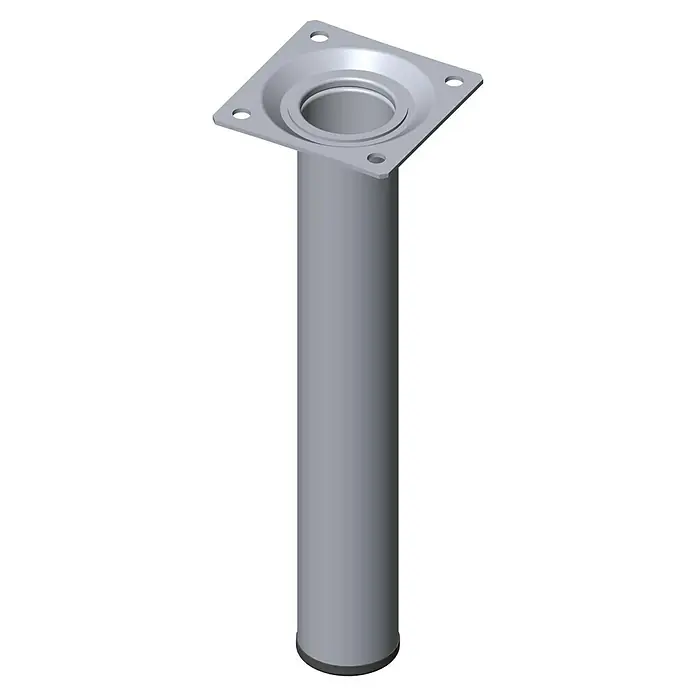 Element System Pata para muebles - Ø x Al: 3 x 20 cm, Capacidad de carga: 50 kg, Acero, Cromo - Pata de mesa plateada con placa de montaje cuadrada y pata cilíndrica para muebles.
