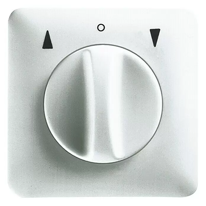 Schellenberg Interruptor para persianas - Botón giratorio, Específico para: Persianas, toldos y estores motorizados - Mando de control blanco con dial circular, con marcas de flecha arriba/abajo y círculo, para electrodomésticos.