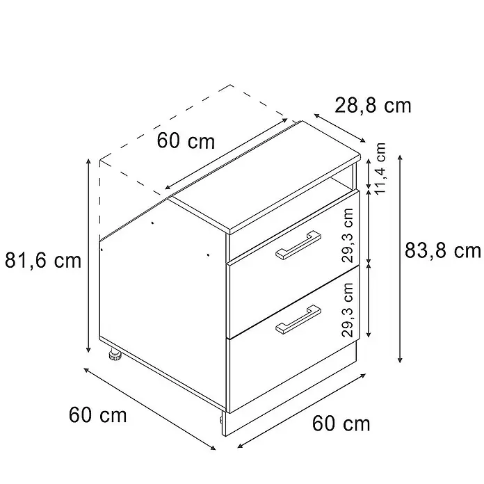 Küchenschrank für Dachschrägen R-Line 60 cm Artisan-Eiche Art.-Nr. 60265 - 