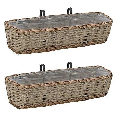 vidaXL Balkon Blumentöpfe 2 Stk. Weide mit PE Auskleidung 60 cm