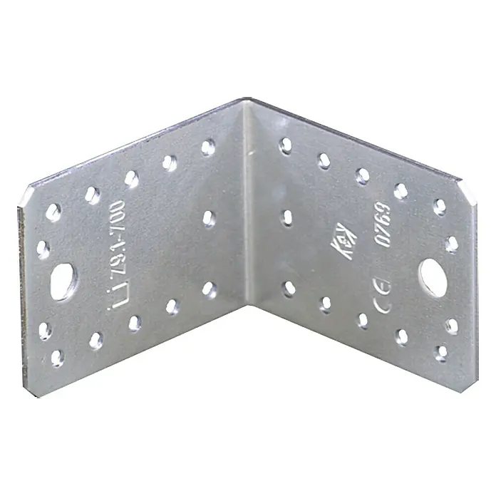 Stabilit Conector en ángulo - L x An x Al: 90 x 65 x 90 mm, Acero - Ángulo de fijación metálico con agujeros para conectar madera. Ideal para uniones angulares robustas en proyectos de construcción y bricolaje.