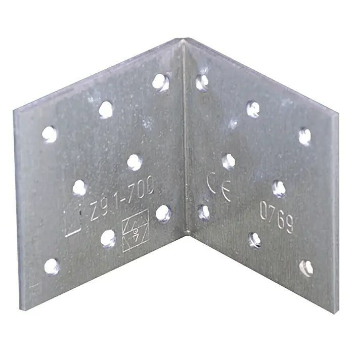 Stabilit Escuadra con placa perforada - 60 x 60 x 60 mm, 1 ud. - Ángulo metálico con agujeros para una fijación segura. Ideal para construcción en madera y montaje de muebles.