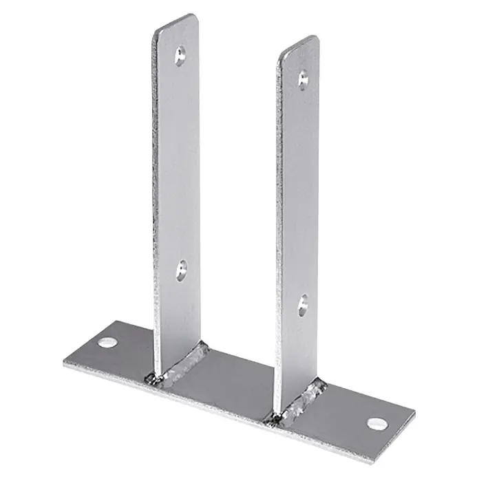 Stabilit Soporte en U para postes - 71 x 50 x 200 mm - Soporte metálico para postes en forma de U de color plateado con agujeros para sujetarlo. Ideal para proyectos de construcción y soporte de postes.