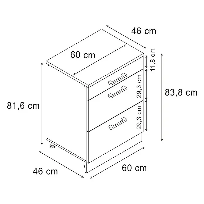 Vicco Küchenschrank für Dachschrägen R-Line, Anthrazit Landhaus, 60 cm - 