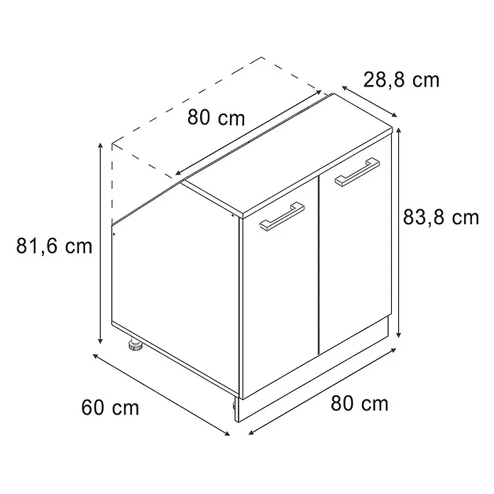 Küchenschrank für Dachschrägen R-Line 80 cm Artisan-Eiche Art.-Nr. 60430 - 