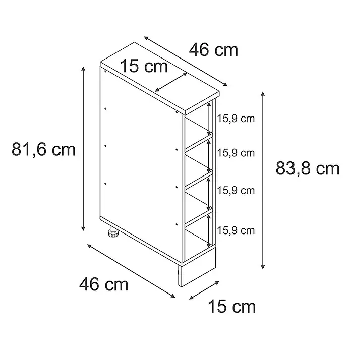 Küchenschrank für Dachschrägen R-Line 15 cm Weiß Art.-Nr. 61837 - 