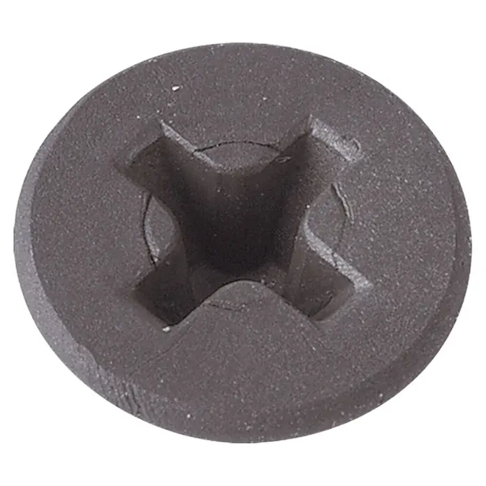 Profi Depot Schnellbauschraube - Durchmesser: 3,9 mm, Länge: 35 mm, Senkkopf, Feingewinde, 200 Stk. - Nahaufnahme eines schwarzen Trockenbauschraubenkopfes mit Kreuzschlitz, der für sicheren Halt konzipiert ist.