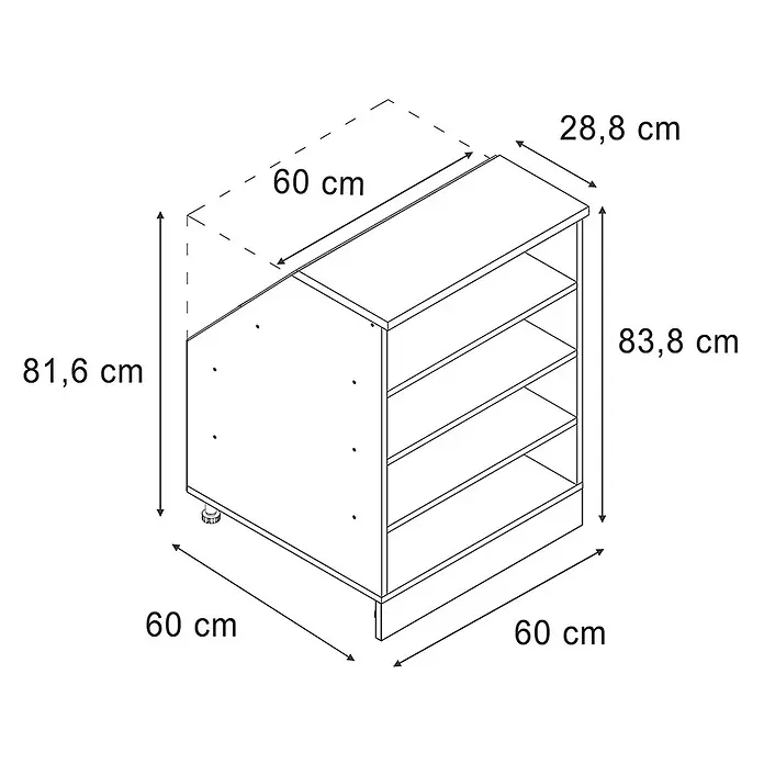 Küchenschrank für Dachschrägen R-Line 60 cm Anthrazit Art.-Nr. 60440 - 