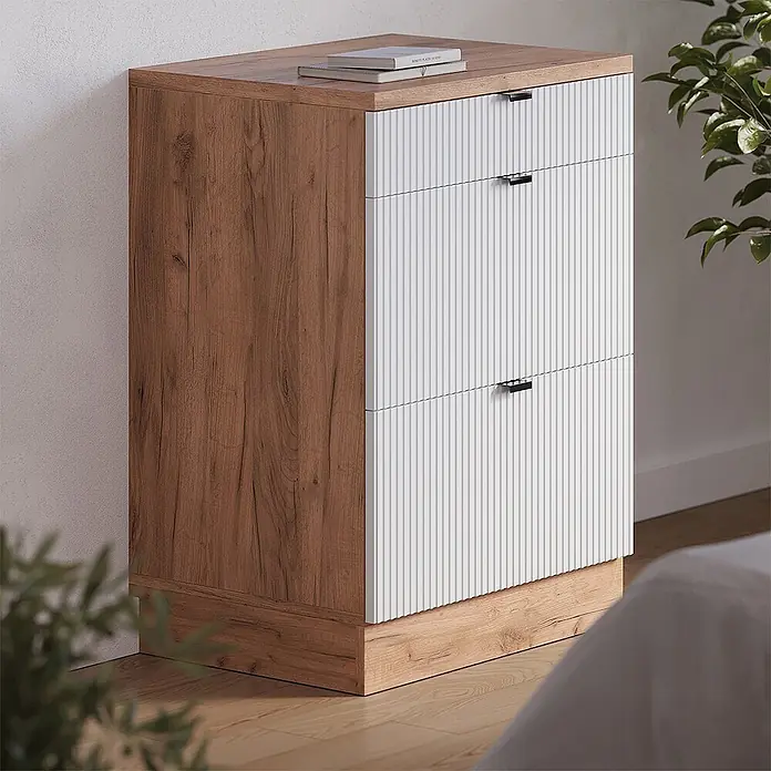 Küchenschrank für Dachschrägen R-Line 60 cm Weiß Riffel Art.-Nr. 61723 - 