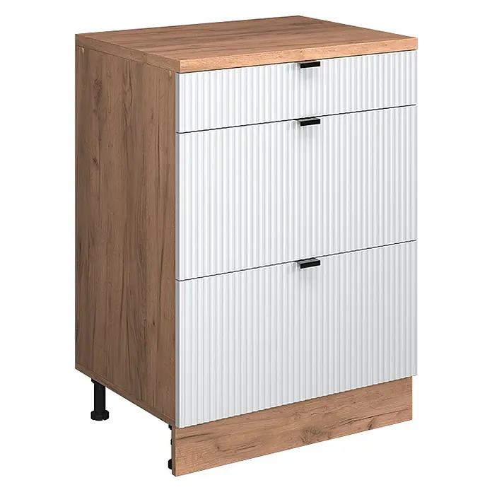 Küchenschrank für Dachschrägen R-Line 60 cm Weiß Riffel Art.-Nr. 61723 - 
