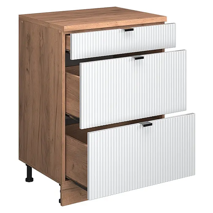 Küchenschrank für Dachschrägen R-Line 60 cm Weiß Riffel Art.-Nr. 61723 - 