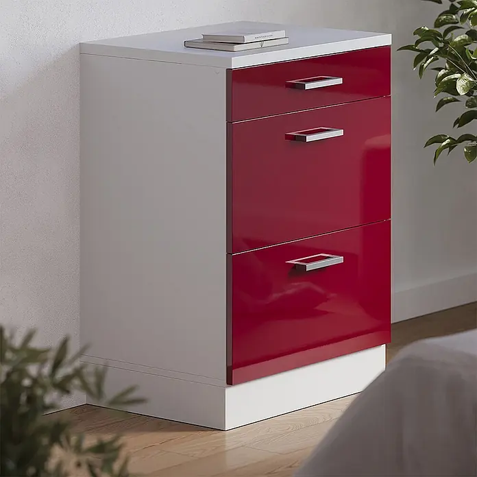 Küchenschrank für Dachschrägen R-Line 60 cm Rot Hochglanz Art.-Nr. 61731 - 