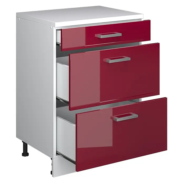 Küchenschrank für Dachschrägen R-Line 60 cm Rot Hochglanz Art.-Nr. 61731 - 