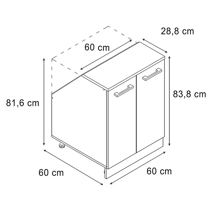 Küchenschrank für Dachschrägen R-Line 60 cm Artisan-Eiche Art.-Nr. 60389 - 