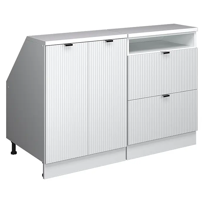 Küchenschrank für Dachschrägen R-Line 120 cm Weiß Riffel Art.-Nr. 60646 - 
