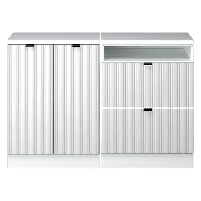 Küchenschrank für Dachschrägen R-Line 120 cm Weiß Riffel Art.-Nr. 60646 - 