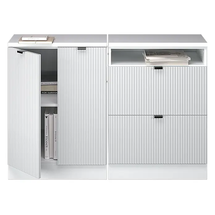 Küchenschrank für Dachschrägen R-Line 120 cm Weiß Riffel Art.-Nr. 60646 - 