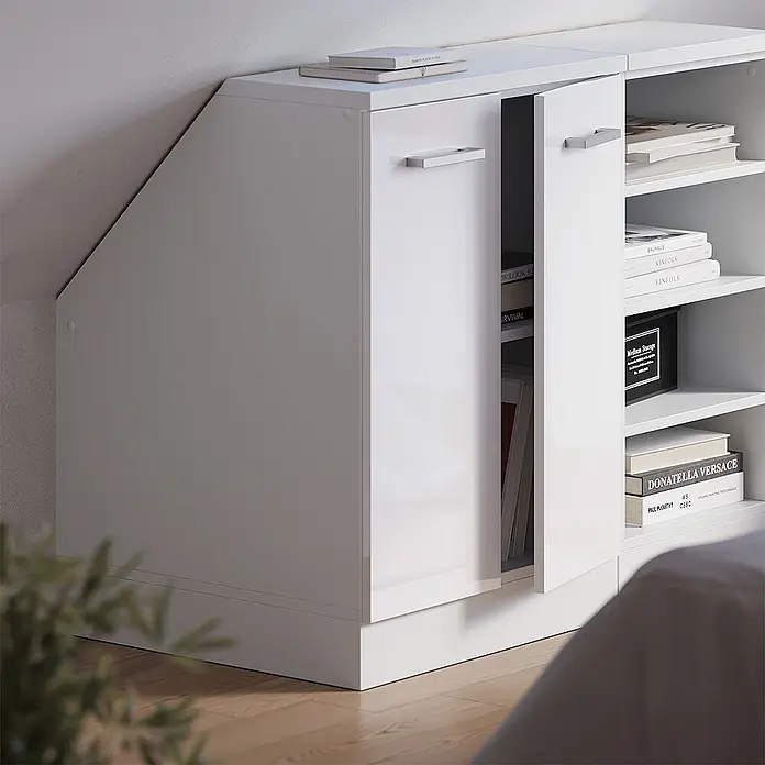 Küchenschrank für Dachschrägen R-Line 60 cm Weiß Hochglanz Art.-Nr. 59964 - 