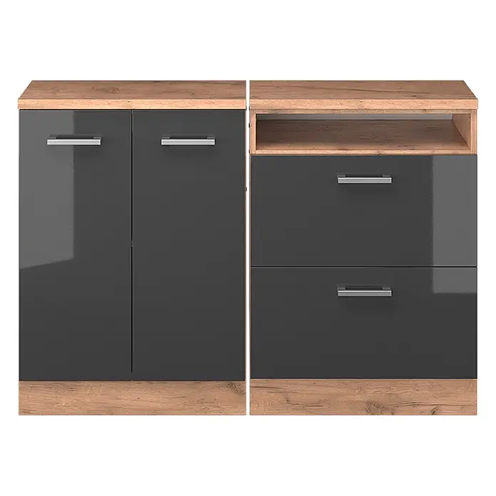 Vicco Küchenschrank für Dachschrägen R-Line, Anthrazit Hochglanz, 120 cm - 