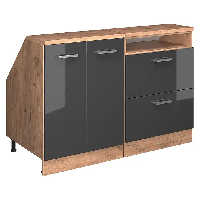 Vicco Küchenschrank für Dachschrägen R-Line, Anthrazit Hochglanz, 120 cm - 