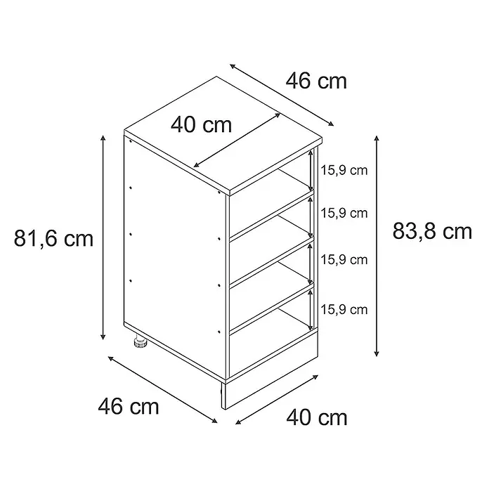 Küchenschrank für Dachschrägen R-Line 40 cm Goldkraft Eiche Art.-Nr. 61851 - 