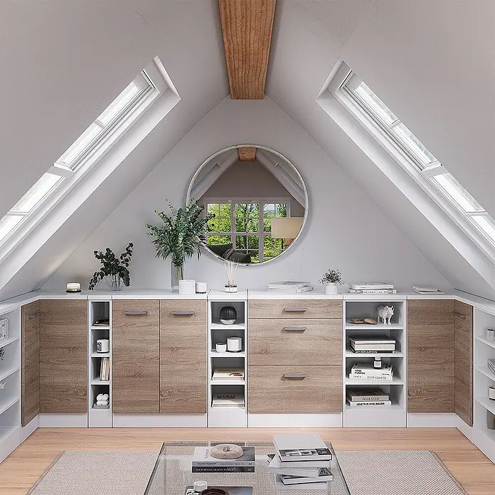Küchenschrank für Dachschrägen R-Line 25 cm Weiß Art.-Nr. 61843 - 
