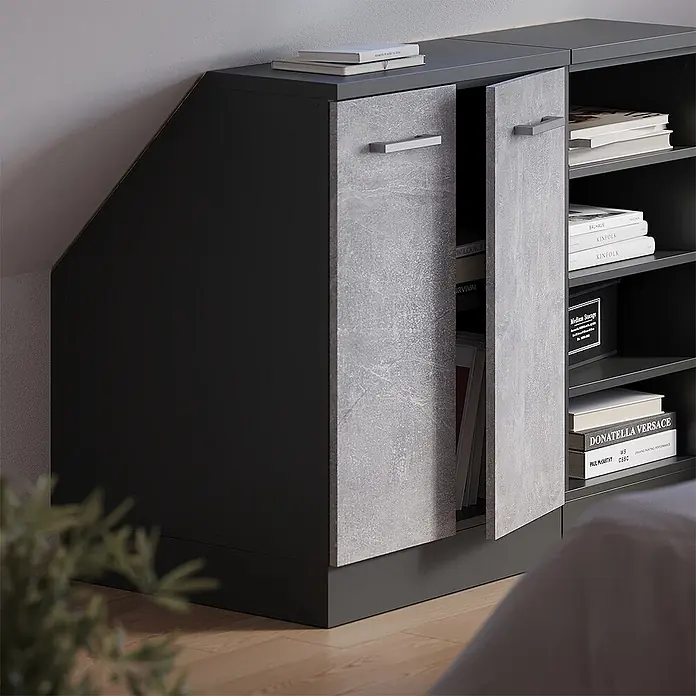 Küchenschrank für Dachschrägen R-Line 60 cm Beton Art.-Nr. 60037 - 