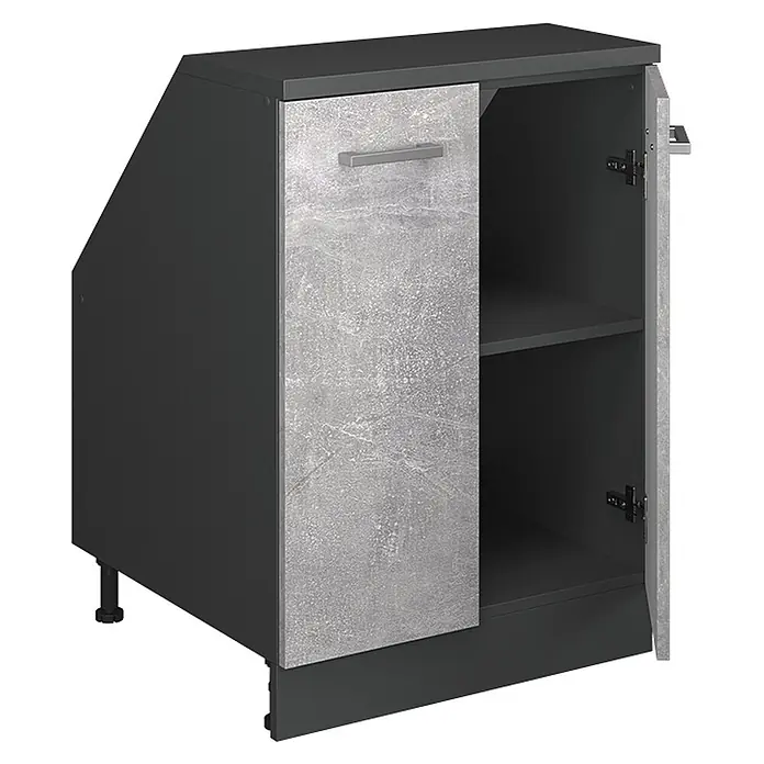Küchenschrank für Dachschrägen R-Line 60 cm Beton Art.-Nr. 60037 - 