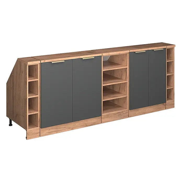 Küchenschrank für Dachschrägen R-Line 210 cm Anthrazit-Gold Art.-Nr. 60655 - 