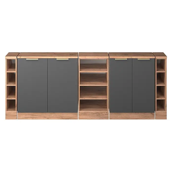 Küchenschrank für Dachschrägen R-Line 210 cm Anthrazit-Gold Art.-Nr. 60655 - 