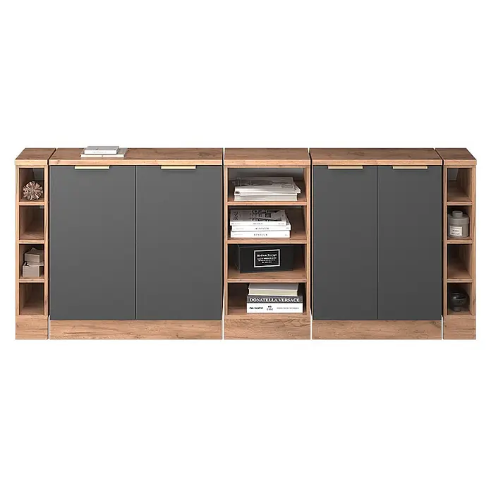 Küchenschrank für Dachschrägen R-Line 210 cm Anthrazit-Gold Art.-Nr. 60655 - 