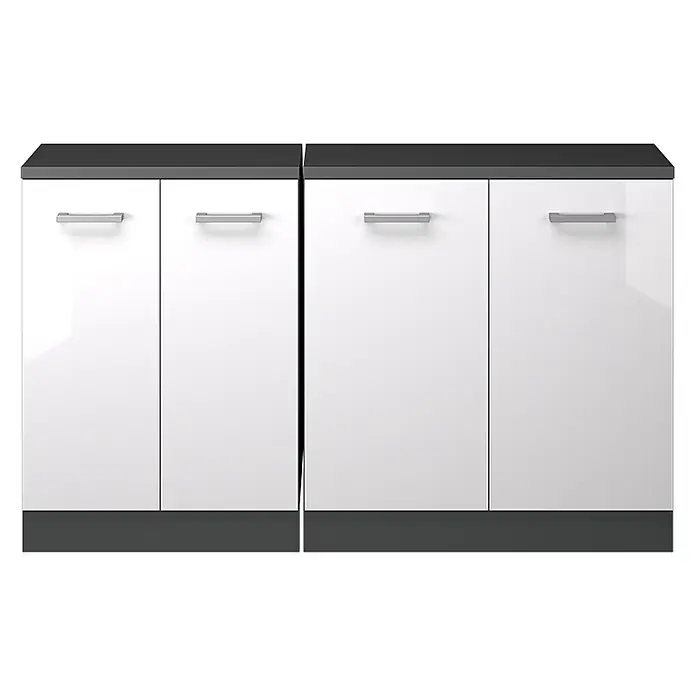 Küchenschrank für Dachschrägen R-Line 140 cm Weiß Hochglanz Art.-Nr. 60411 - 