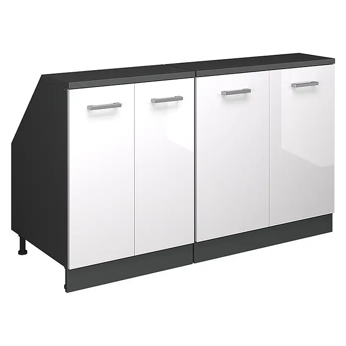 Küchenschrank für Dachschrägen R-Line 140 cm Weiß Hochglanz Art.-Nr. 60411 - 