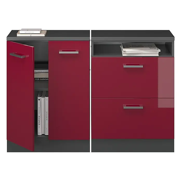 Küchenschrank für Dachschrägen R-Line 120 cm Rot Hochglanz Art.-Nr. 60171 - 