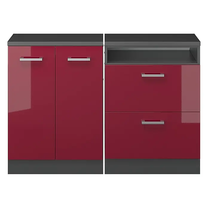 Küchenschrank für Dachschrägen R-Line 120 cm Rot Hochglanz Art.-Nr. 60171 - 